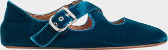 Alaia Crisscross Velvet Ballerina Flats
