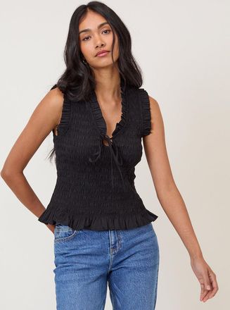 Nobody's Child Black Shirred Top