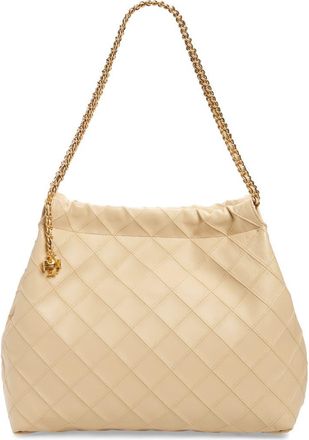 Tory Burch Fleming Quilted Leather Hobo Bag in Vanilla Soft Serve at Nordstrom
