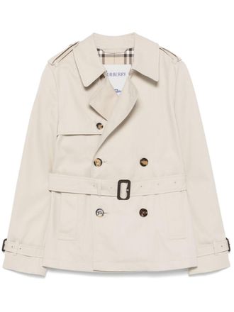 Burberry double-breasted trench jacket - women - Recycled Polyester/Polyester/Cotton/Cupro - 8 - Neutrals
