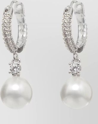 Self Portrait hoop brass earrings pearl drop strass crystal