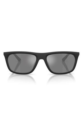 Emporio Armani 57mm Pillow Sunglasses in Matte Black /Dark Grey Silver at Nordstrom