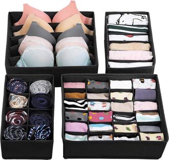 OEM Juego De 4 Organizadores De Cajones Plegables (de Diferentes Tama&ntilde;os), Organizador De Cajones Para Calcetines Y Ropa Interior, Organizador De Tela Par