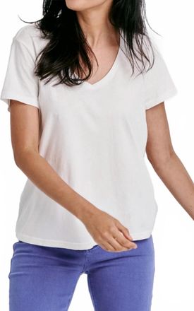 Dear John Denim Madi V-Neck Jersey Short Sleeve Tee In White