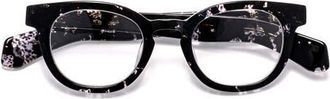 Eyebobs Total Wit 45mm Round Reading Glasses in Black /Crystal Clear Tortoise at Nordstrom, Size +2.50
