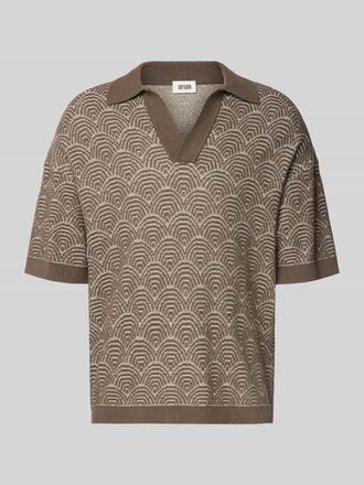 Drykorn Drykorn Relaxed Fit Poloshirt mit V-Ausschnitt Modell LAURENZZO in Mittelbraun, Gr&ouml;&szlig;e XXL