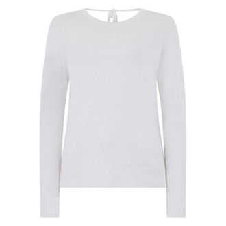 120% Lino 120% Lino, Round-neck Knitwear, female, White, Size: XS Crew Neck Sweater