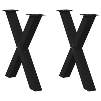 Berkfield Home Dining Table Legs X-Shaped 2 pcs Black 70x(72-73) cm Steel