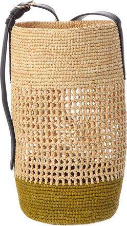 Khaite Billie Small Raffia & Leather Bucket Bag