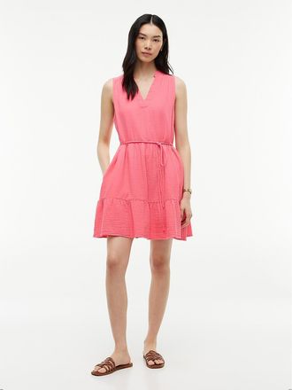 Tommy Hilfiger Womens Tiered Cotton Gauze Mini Dress - Garden Rose - XXL
