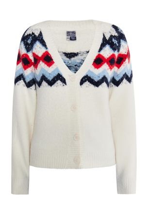 Dreimaster Dreimaster Vest Dames Wol Wit Veelkleurig