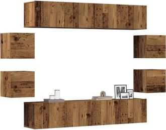 vidaXL Conjunto De Mueble De Tv 8 Piezas Montado La Pared Madera Vieja Vidaxl