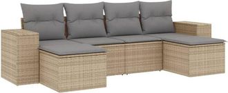 vidaXL Vidaxl - Juego De Sof&aacute;s Jard&iacute;n Con Cojines 6 Pzas Rat&aacute;n Sint&eacute;tico Beige