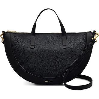 Radley London Merchant Hall Medium Top Zip Leather Satchel in Black at Nordstrom Rack