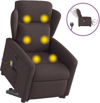 vidaXL Vidaxl - Sill&oacute;n Masaje El&eacute;ctrico Reclinable Elevable Tela Marr&oacute;n Oscuro