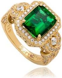 Suzy Levian Emerald Cut Cubic Zirconia Halo Engagement Ring in Green at Nordstrom Rack, Size 8.5