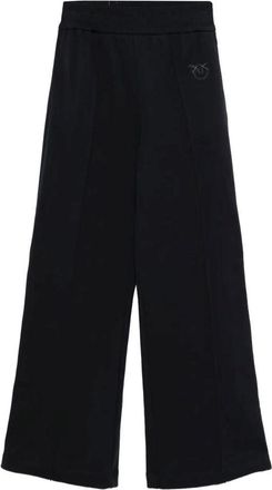Pinko Cropped Wide-Leg Trousers With Gold-Tone Button Accents