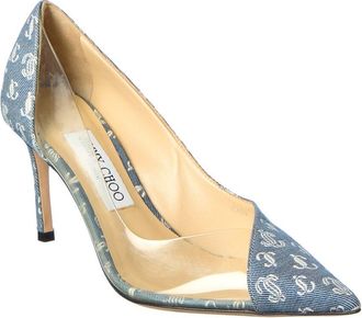 Jimmy Choo London Cass 75 Denim & Vinyl Pump