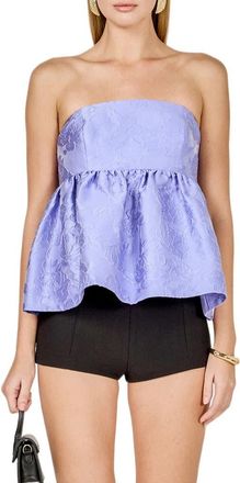 endless rose Floral Satin Jacquard Strapless Top in Lavender at Nordstrom, Size X-Small