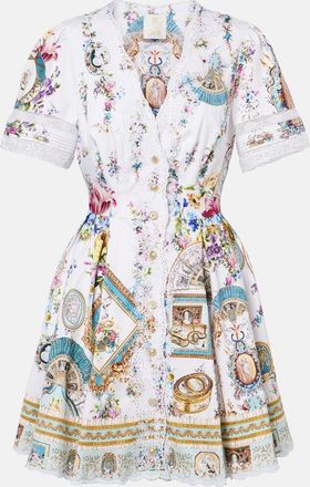Camilla Embellished printed cotton minidress