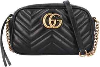 Gucci Pre-owned GG Marmont Schoudertas - Dames - Vintage Schoudertas - Zwart - ONE Size - Leer - Vintage