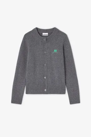 Ganni Grey Wool Mix Cardigan - Size XL