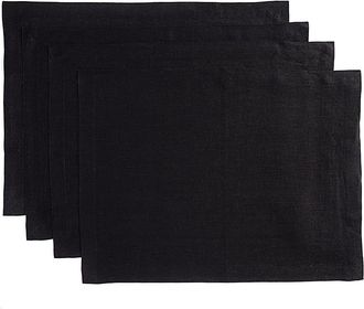 Solino Home Linen Placemats Set of 4, 14 x 19 Inch for Dining Table, Holiday and Everyday Table Decor - Fete in Black at Nordstrom, Size Medium