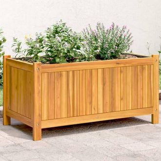 Berkfield Home Garden Planter with Liner 80x42x40 cm Solid Wood Acacia in Brown | Size: 80 x 42 x 40 cm