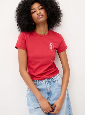 Rhythm Womens Red mini logo T-shirt