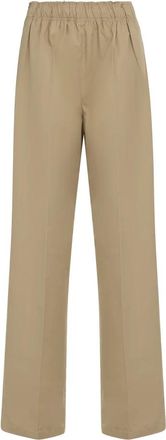 Prada Wide Trousers, female, Beige, Size: XS Wide-leg Cotton Trousers