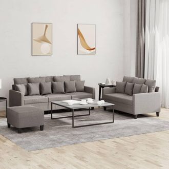 vidaXL Juego De Sof&aacute;s Con Cojines 3 Piezas Tela Gris Taupe Vidaxl