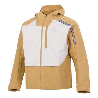 adidas Mens adidas Th Protek Wvjkt Colorblock Athleisure Casual Sports Hooded Jacket Brown Yellow HM5167