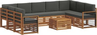 vidaXL Conjunto De Sof&aacute;s De Exterior 10 Uds. Natural Y Antracita Vidaxl