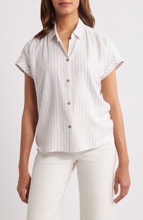 Beach Lunch Lounge Darby Short Sleeve Button-Up Shirt in Dry Almond at Nordstrom, Size X-Small