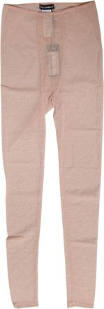Dolce & Gabbana Beige Nylon Logo Lace Leggings Pants Womens Underwear