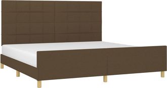 vidaXL Cama Sin Colch&oacute;n Tela Marr&oacute;n Oscuro 200x200 Cm Vidaxl