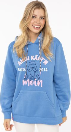 Zwillingsherz Hoodie ZWILLINGSHERZ Ahoi K&auml;pt&acute;n, Damen, Gr. L/XL, mittelblau, Sweatware, Obermaterial: 80% Polyester, 20% Baumwolle, Sweatshirts Hoodie, Mini-Me,mit 