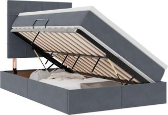 vidaXL Bed with Mattress with Headboard Dark Grey 120 x 190 cm Velvet vidaXL