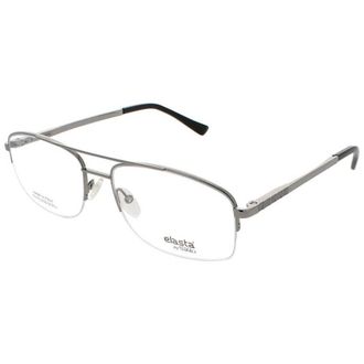 Elasta Mens Gunmetal Rectangular Eyeglass Frames E 7246