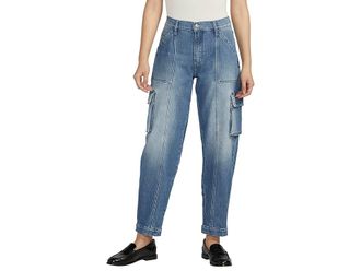 Silver Jeans Co Denim High-Rise Cargo Pants L28380ACS251 Womens Jeans Indigo : 30 29, Cotton/Denim/Elastane