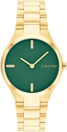 Calvin Klein Elegante Gouden Dameshorloge - Dames - Horloges - Geel - ONE Size - Accessoires