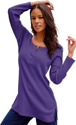 Roaman's Plus Size Knit Thermal Henley Top Long Sleeve in Midnight Violet at Nordstrom, Size Medium
