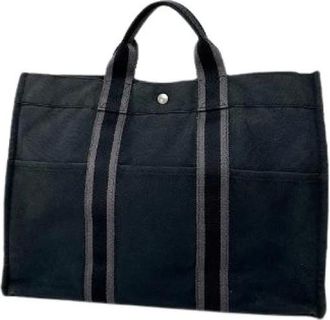 Herm&egrave;s Pre-owned Tote Bags, female, Black, Size: ONE SIZE Pre-owned Canvas Tote Bag