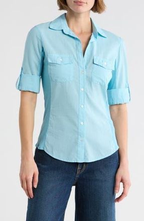 James Perse Three-Quarter Sleeve Button-Up Shirt in Skipper at Nordstrom Rack, Size 1