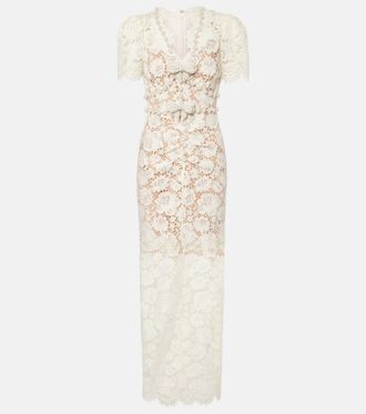 Self Portrait Embellished lace-trimmed cocktail dress