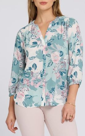 NYDJ Pintuck Top in Floral Mosaic at Nordstrom, Size Xx-Small