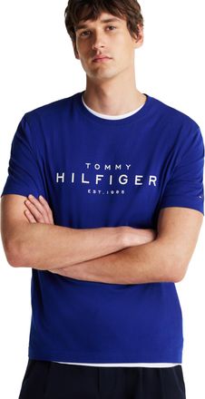 Tommy Hilfiger Mens Short Sleeve Cotton Graphic T-Shirts with Printed Logo, Also Available in Big & Tall, Wedge Blue, 3XL