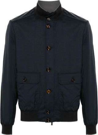 Moorer Carlos-GO bomber jacket - men - Virgin Wool/Polyester/Polyamide/Silk - 48 - Blue