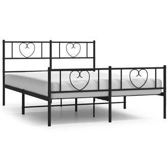 Berkfield Home Metal Bed Frame with Headboard & Footboard Black 120x190 cm Sma | Size: King