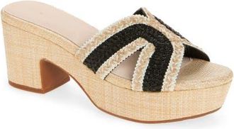 Chocolat Blu Gen Platform Sandal in Black Raffia at Nordstrom, Size 9.5